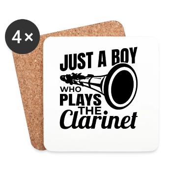 Juste un garçon jouant de la clarinette - Dessous de verre (lot de 4) - blanc - Devant