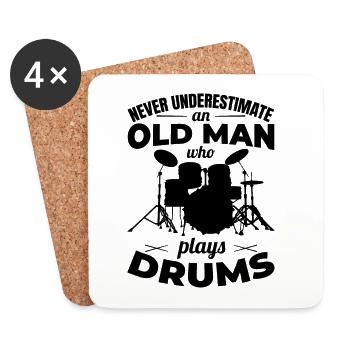 Drummer Grandfather - Coasters (set of 4) - white - Front