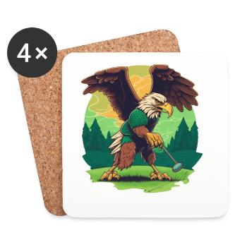 Golf-playing eagle - Coasters (set of 4) - white - Front
