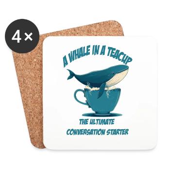 Wal in Teetasse conversation starter - Untersetzer (4er-Set) - Weiß - Vorne