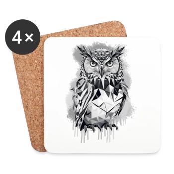 Geometric owl - Coasters (set of 4) - white - Front