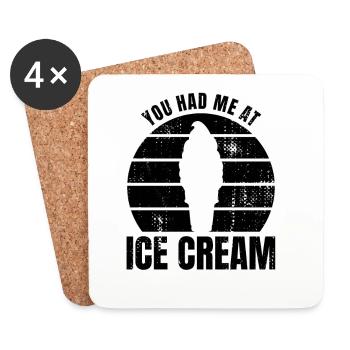 Du hattest mich bei Eiscreme - Untersetzer (4er-Set) - Weiß - Vorne