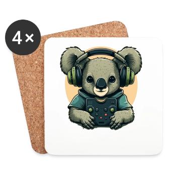 Koala bear with Walkman - Coasters (set of 4) - white - Front