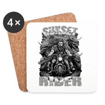 Sunset rider Motorradfahrer schwarz weiss - Untersetzer (4er-Set) - Weiß - Vorne