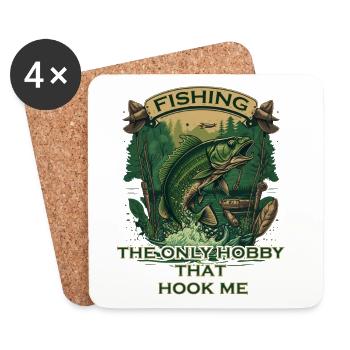 Big fish on the hook - Coasters (set of 4) - white - Front
