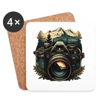 Camera in the mountains - Coasters (set of 4) - white - Front