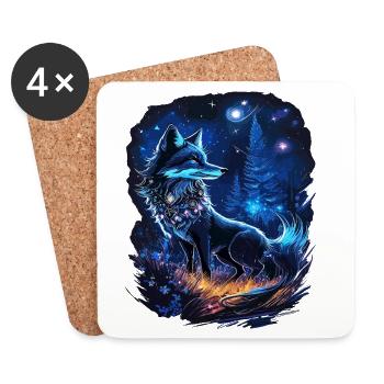 Spiritueller Fuchs Magische Wald Landschaft - Untersetzer (4er-Set) - Weiß - Vorne