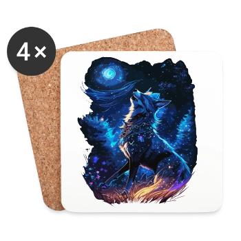 heulender Wolf in mystischer Natur - Untersetzer (4er-Set) - Weiß - Vorne