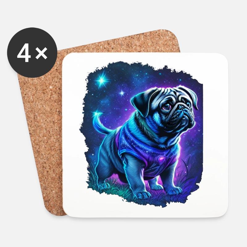 Mystischer Mops Hund - Untersetzer (4er-Set) - Weiß