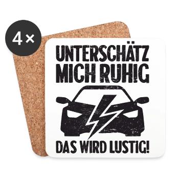 Unterschätz mich ruhig E-Auto Elektro Fahrer - Untersetzer (4er-Set) - Weiß - Vorne