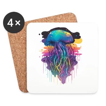 Grosse bunte Qualle - Untersetzer (4er-Set) - Weiß - Vorne