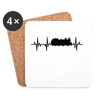 Locomotive ECG Heart Line - Dessous de verre (lot de 4) - blanc - Devant