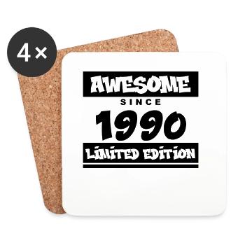 1990 - Jahrgang 1990 - Fantastisch seit 1990 - Untersetzer (4er-Set) - Weiß - Vorne