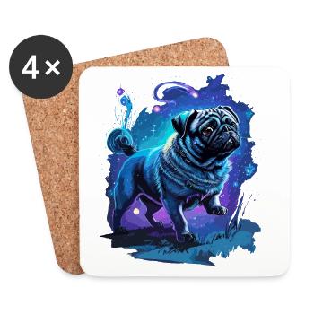 süßer Mops zauberhafte Hunde Kunst - Untersetzer (4er-Set) - Weiß - Vorne