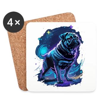Mops Mitternachtszauber - Untersetzer (4er-Set) - Weiß - Vorne