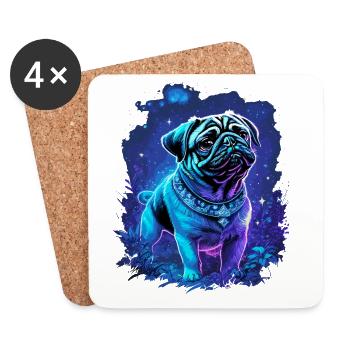 Chien carlin mignon mystique - Dessous de verre (lot de 4) - blanc - Devant