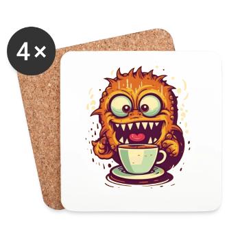 Monstre du café - Dessous de verre (lot de 4) - blanc - Devant