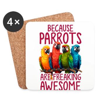 Perroquet effrayant Impressionnant Drôle de perroquet Propriétaires Oiseaux - Dessous de verre (lot de 4) - blanc - Devant
