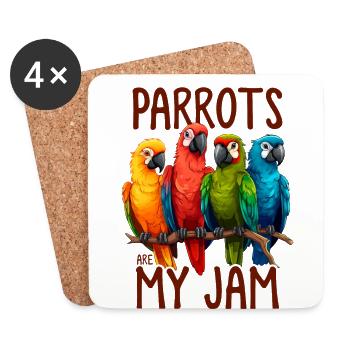 Quaker Perroquet Drôle Perroquet Oiseaux Perroquet Tropical - Dessous de verre (lot de 4) - blanc - Devant