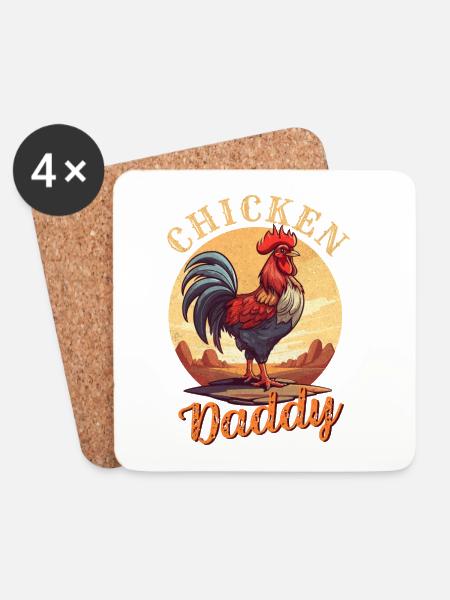 Royal Welsh with Rooster's Head - Coasters (set of 4) - white