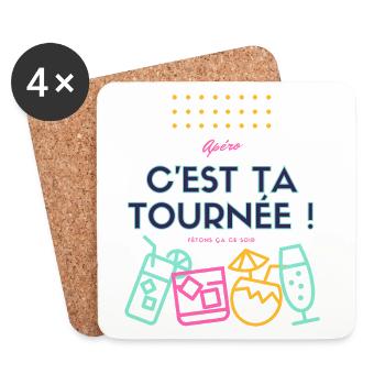 c est ta tournée ! Design humour apéro - Dessous de verre (lot de 4) - blanc - Devant