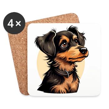 Mignon design de chien / Design joyeux - animal de compagnie - Dessous de verre (lot de 4) - blanc - Devant