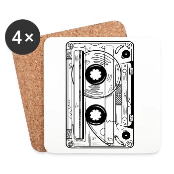 Cassette 90s Party 80s Retro Music Tape - Dessous de verre (lot de 4) - blanc - Devant