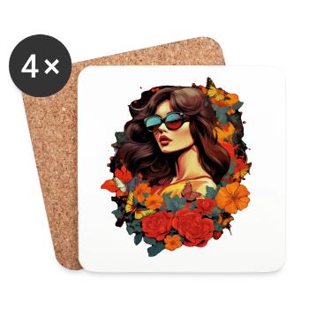 Floral elegance with butterflies - Coasters (set of 4) - white - Front
