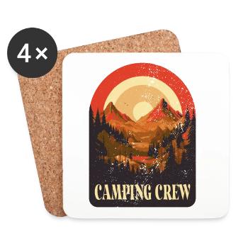 Camping Crew Zelt Abenteuer Camp Natur Camper Team - Untersetzer (4er-Set) - Weiß - Vorne