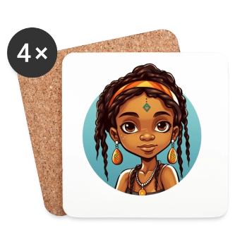 Afro Schwarz Kind Junge Mädchen Ethno Geschenkidee - Untersetzer (4er-Set) - Weiß - Vorne