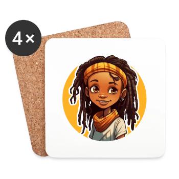 Style décontracté avec des dreadlocks avec un couvre-chef coloré - Dessous de verre (lot de 4) - blanc - Devant