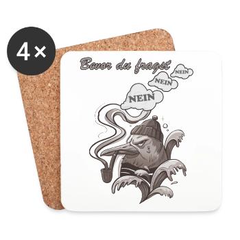 Bevor du fragst Nein lustiges Spaß Vogel Geschenk - Untersetzer (4er-Set) - Weiß - Vorne