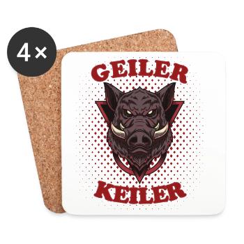 Geiler Keiler - Wildschwein Jäger Jagd Party - Untersetzer (4er-Set) - Weiß - Vorne