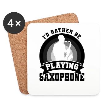 Drôle de citation de saxophoniste - Dessous de verre (lot de 4) - blanc - Devant