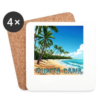 Vacances d’été Punta Cana: la magie des Caraïbes sur - Dessous de verre (lot de 4) - blanc - Devant