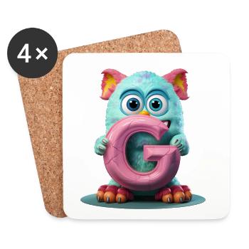 Monstre pastel avec G enchanté - Dessous de verre (lot de 4) - blanc - Devant