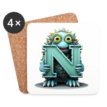N Coloré avec Monster Woven - Dessous de verre (lot de 4) - blanc - Devant