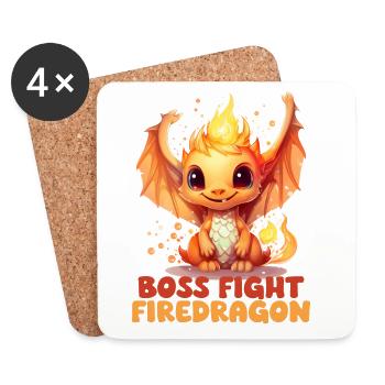 : Dragon de Feu, Jeu de Rôle, Motif Fantastique - Dessous de verre (lot de 4) - blanc - Devant