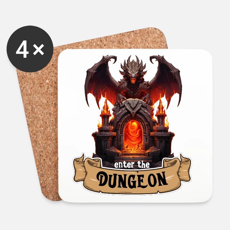 Enter the Dunegon Rollenspiel Tor Drache - Untersetzer (4er-Set) - Weiß