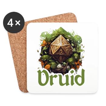 Druide mit W20 – Fantasy RPG Design - Untersetzer (4er-Set) - Weiß - Vorne