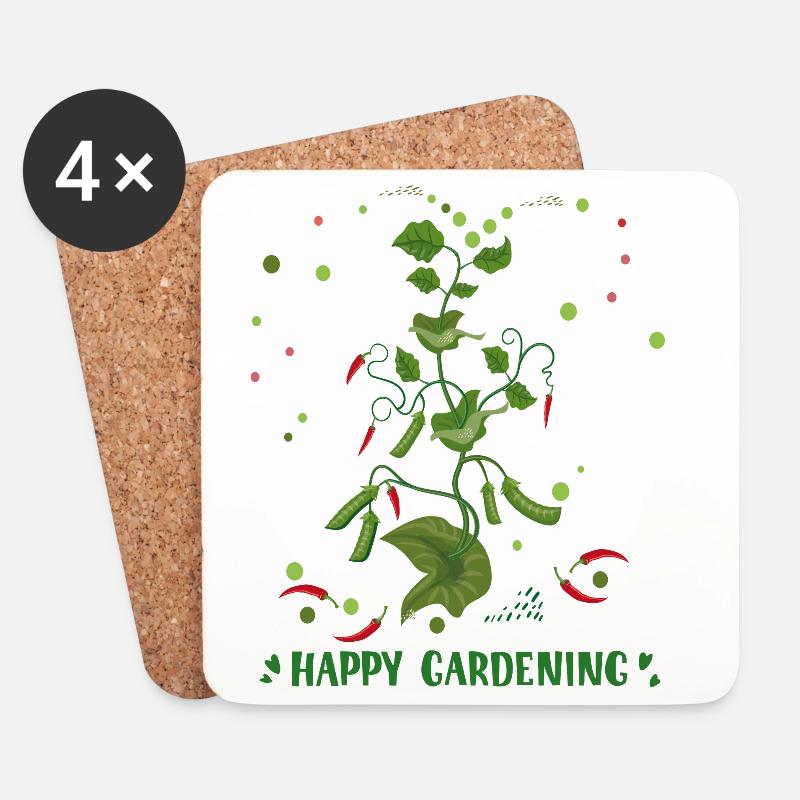Bon jardinage - Dessous de verre (lot de 4) - blanc