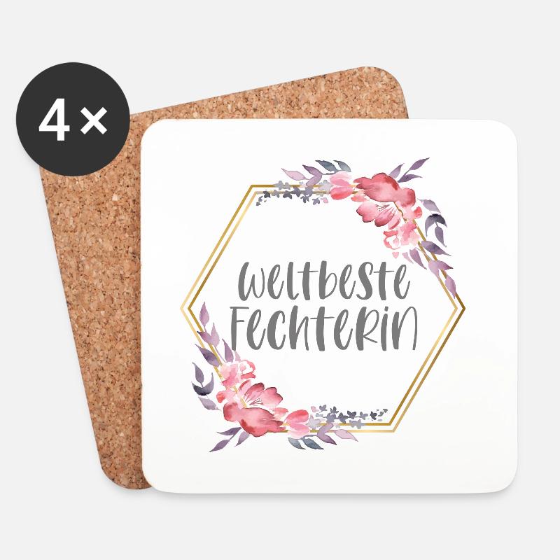 Weltbeste Fechterin Fechten Hobby Geschenk - Untersetzer (4er-Set) - Weiß