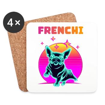 Synthwave Frenchie Bulldog Dog Lover Frenchie - Untersetzer (4er-Set) - Weiß - Vorne
