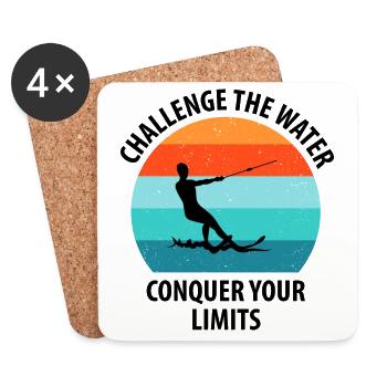 Water skis, water skis, water skiers - Coasters (set of 4) - white - Front