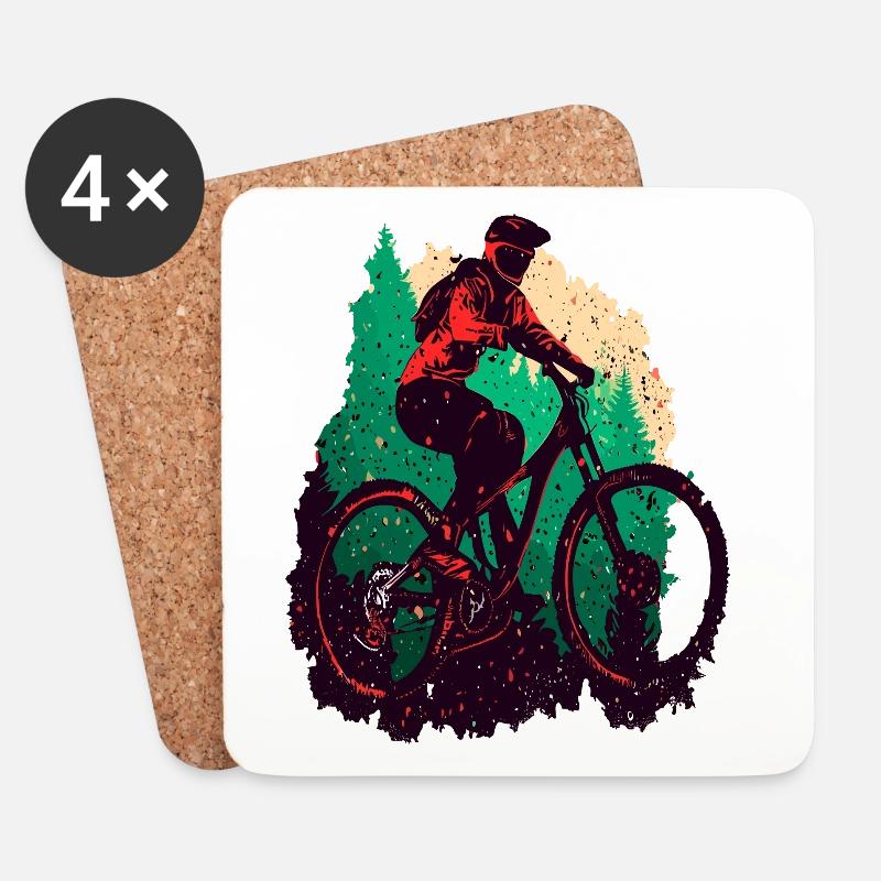Vintage Mountainbiker MTB Radfahrer - Untersetzer (4er-Set) - Weiß