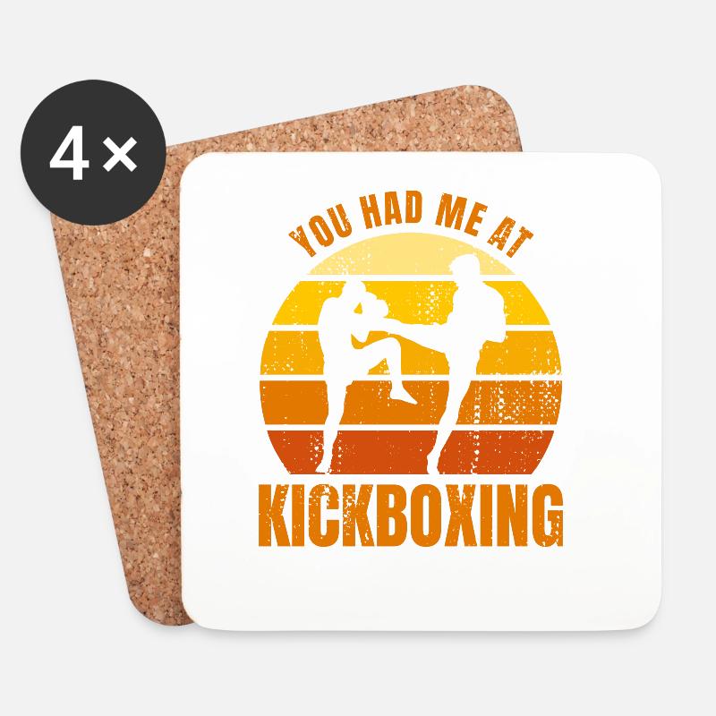 Du hattest mich bei Kickboxen - Untersetzer (4er-Set) - Weiß
