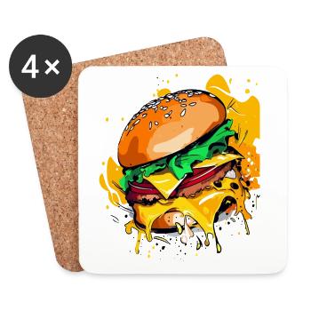 Burger au fromage supplémentaire Cheeseburge - Dessous de verre (lot de 4) - blanc - Devant