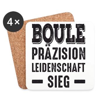 Boule Präzision Leidenschaft Sieg! Bouler Spruch - Untersetzer (4er-Set) - Weiß - Vorne