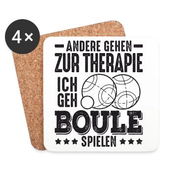 Andere gehen zur Therapie ich geh Boule Petanque - Untersetzer (4er-Set) - Weiß - Vorne