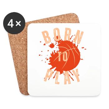 Basketball Born to Play Design - Dessous de verre (lot de 4) - blanc - Devant